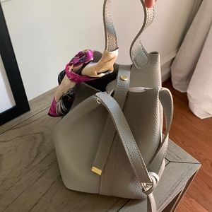 Grey leather handbag from Korea scarf included
